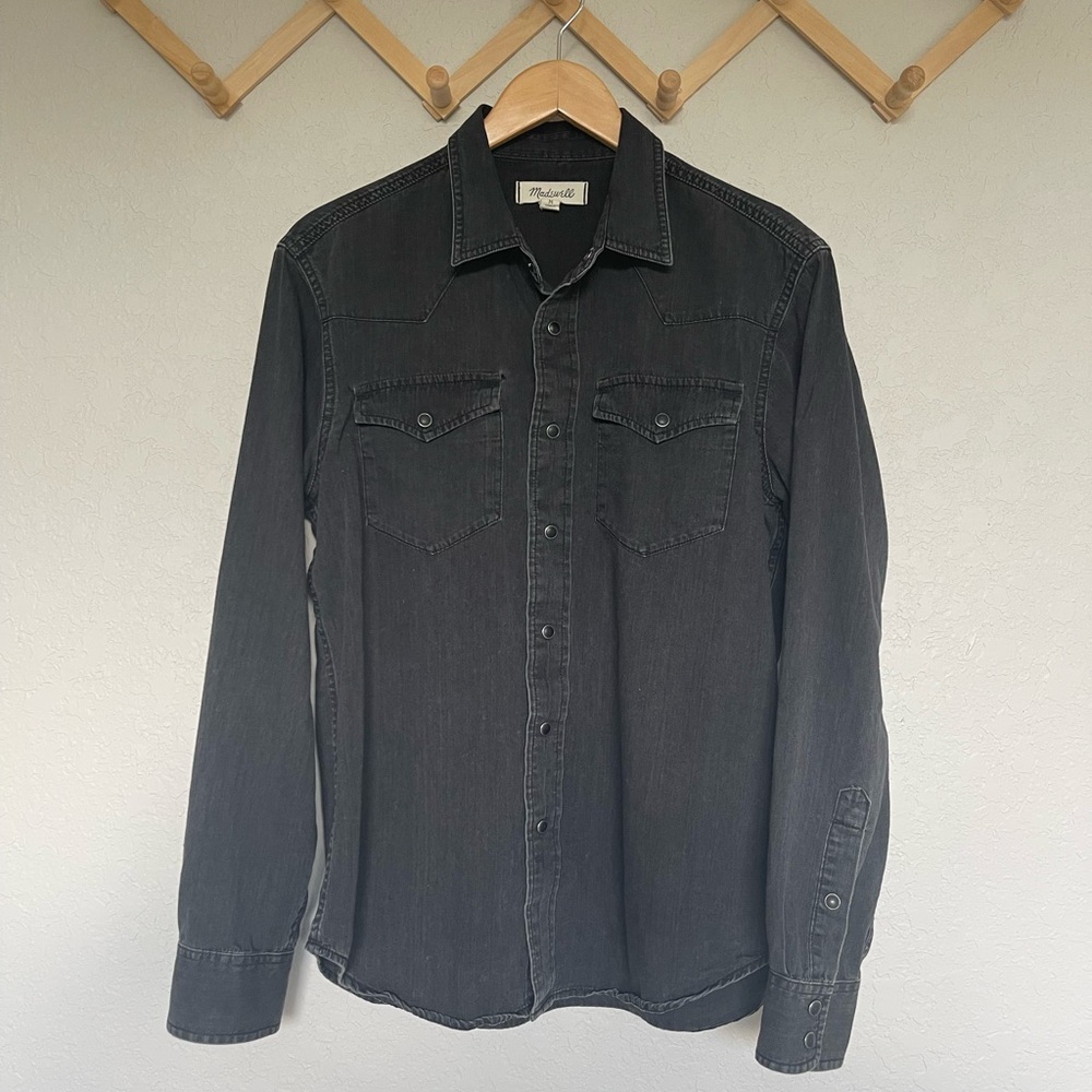 Madewell Lightweight denim black wash western-inspired shirt